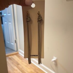 Express Gold-Tone Knotted Tassel Drop Earrings - Gold